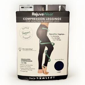 RejuvaWear Footless Compression Support Leggings Sz Medium 15-20mmHg Indigo Blue